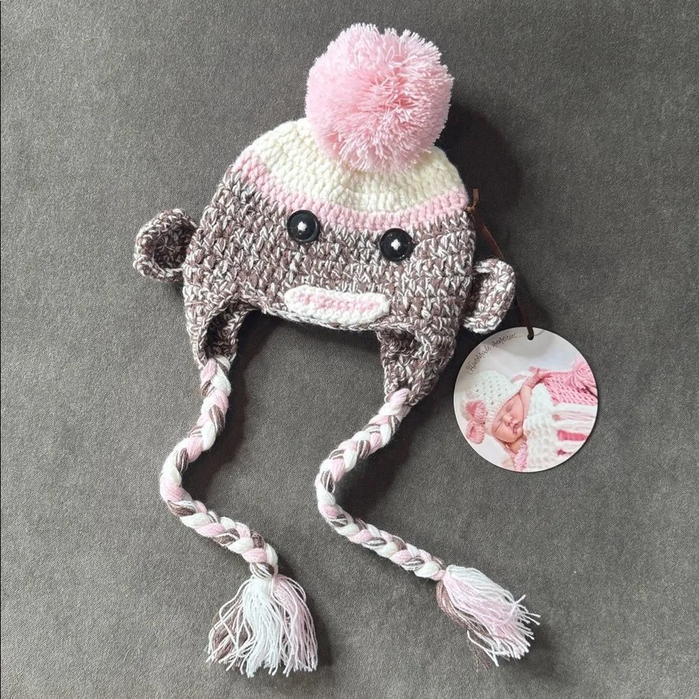 Daisy Baby Unisex Beanie Hat Lulu Sock Monkey 0-6 months NWT